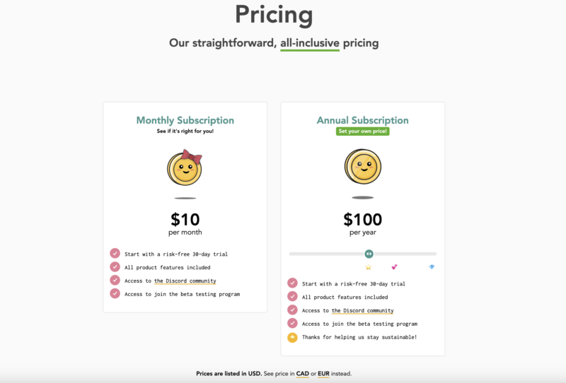 Lunch Money pricing screenshot