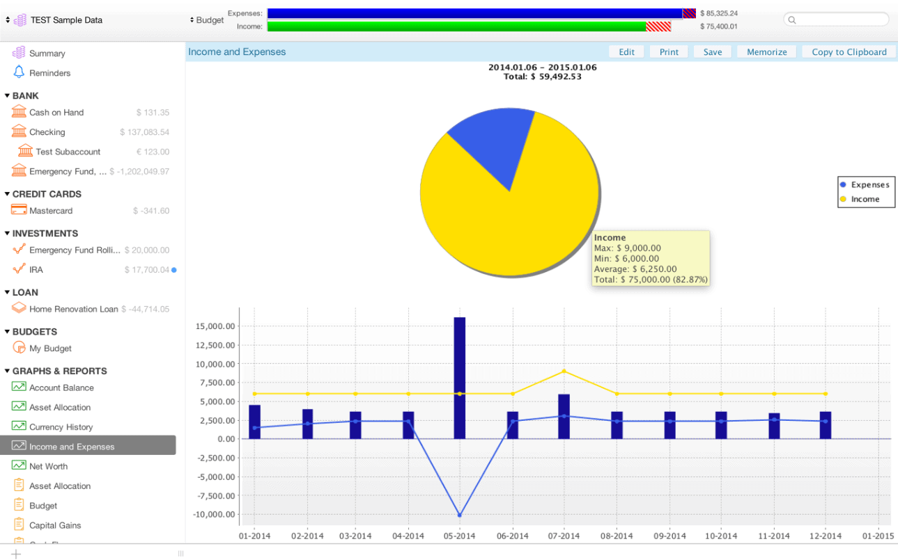 Moneydance graphs